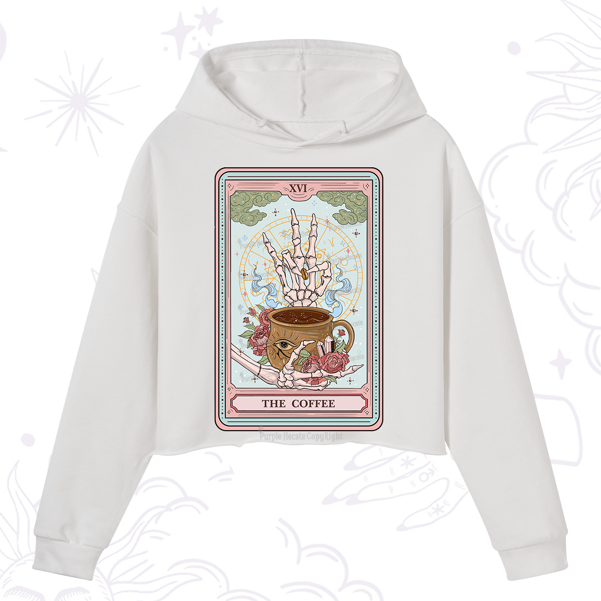 Purplehecate The Coffee Tarot Crop Hoodie