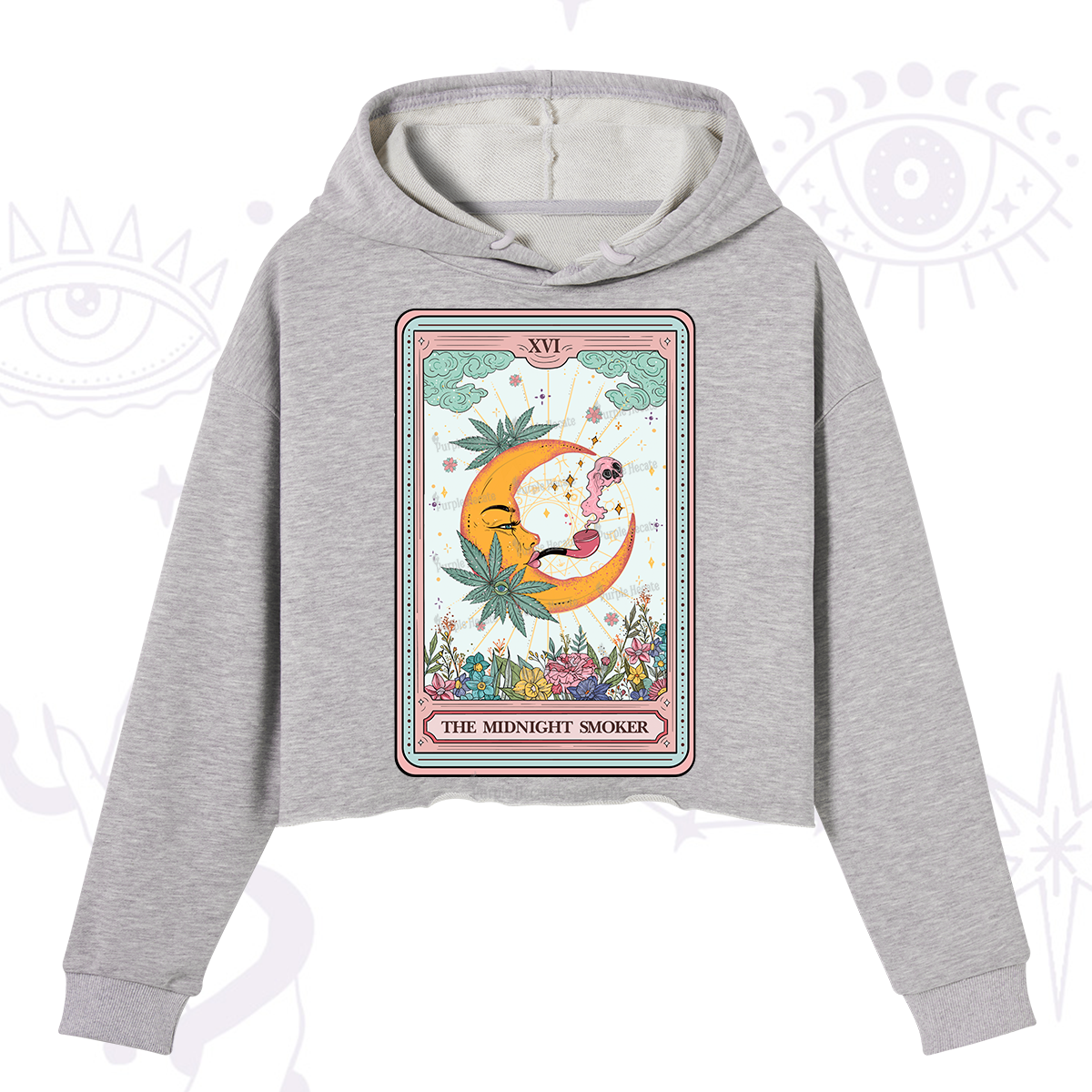 Purplehecate The Midnight Smoker Tarot Crop Hoodie