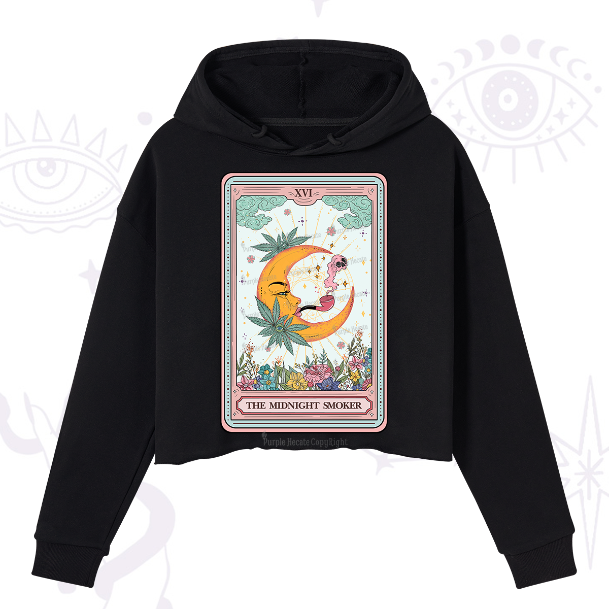 Purplehecate The Midnight Smoker Tarot Crop Hoodie