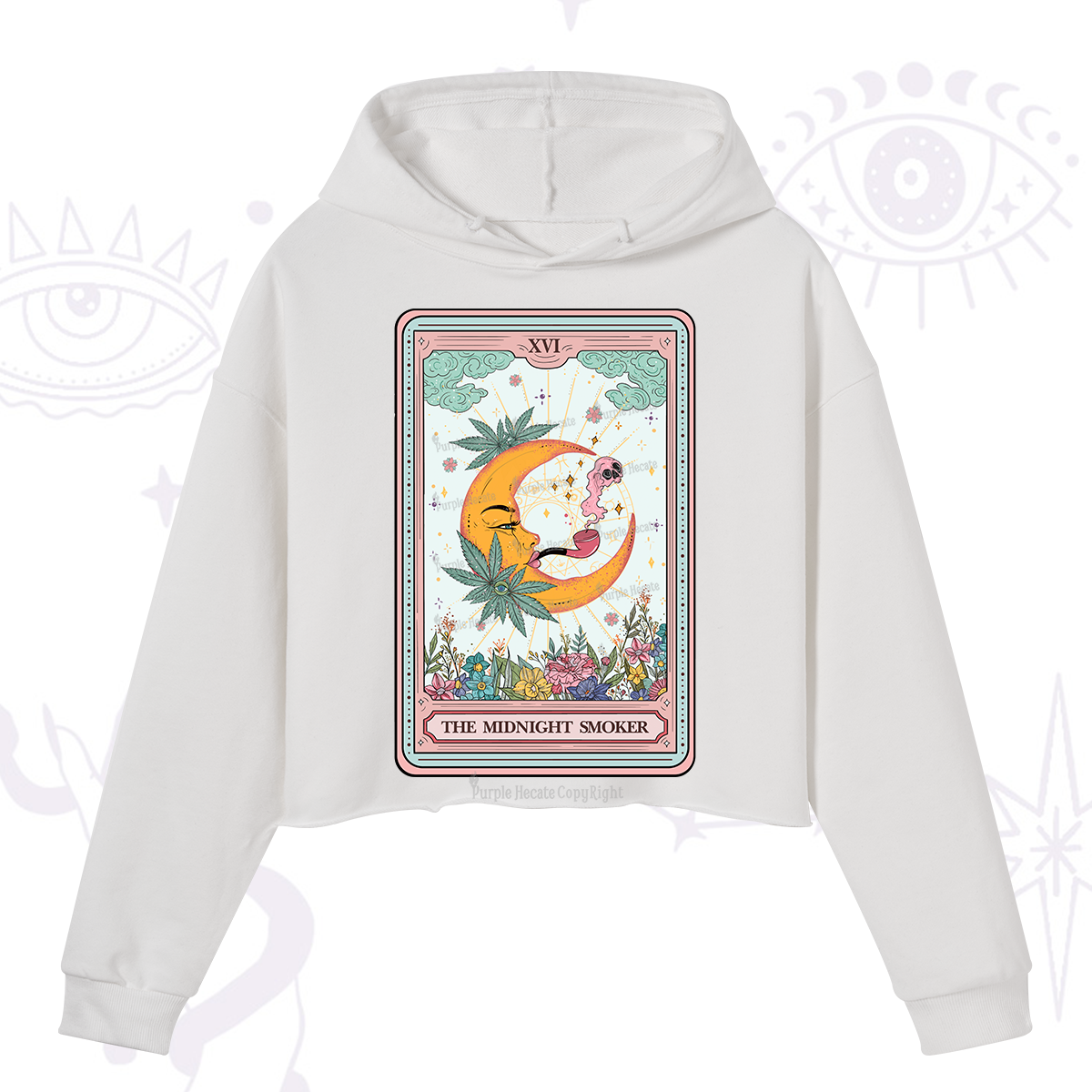 Purplehecate The Midnight Smoker Tarot Crop Hoodie