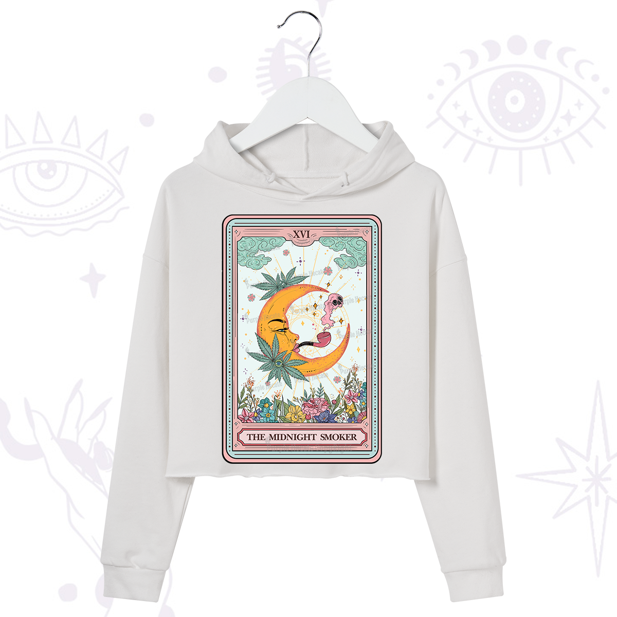 Purplehecate The Midnight Smoker Tarot Crop Hoodie
