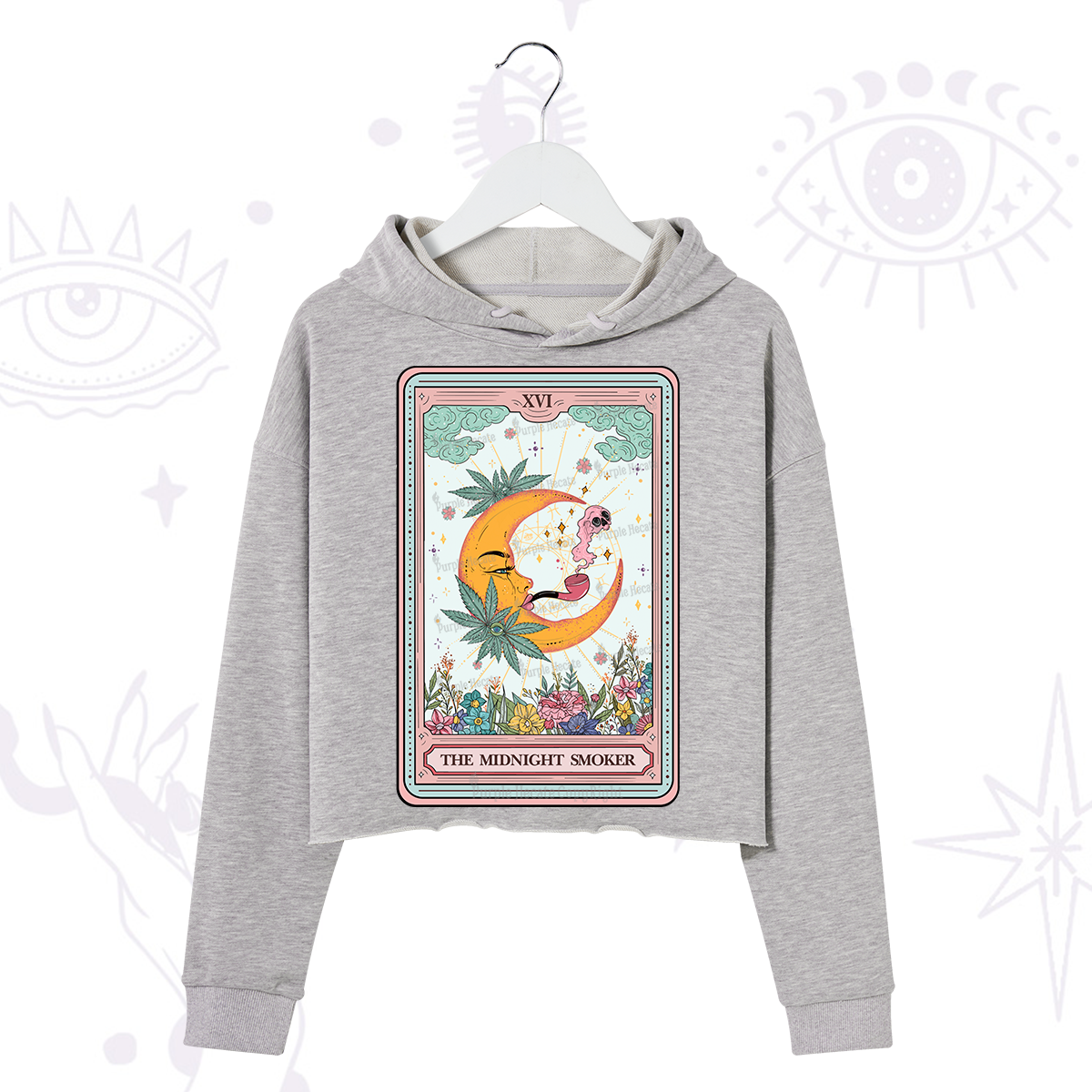 Purplehecate The Midnight Smoker Tarot Crop Hoodie
