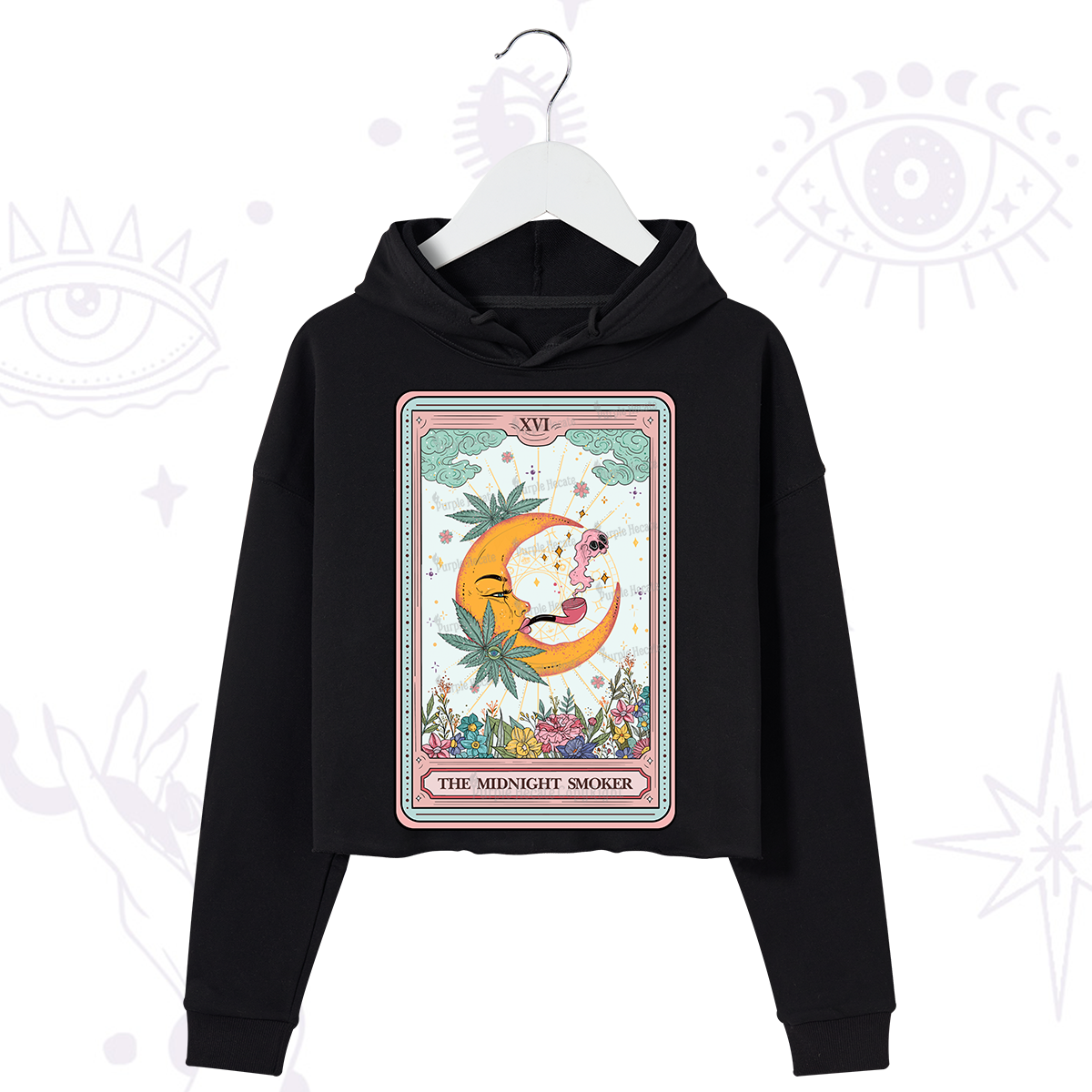 Purplehecate The Midnight Smoker Tarot Crop Hoodie