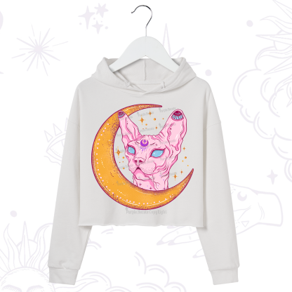 Purplehecate Mystical Witchy Cat Crop Hoodie