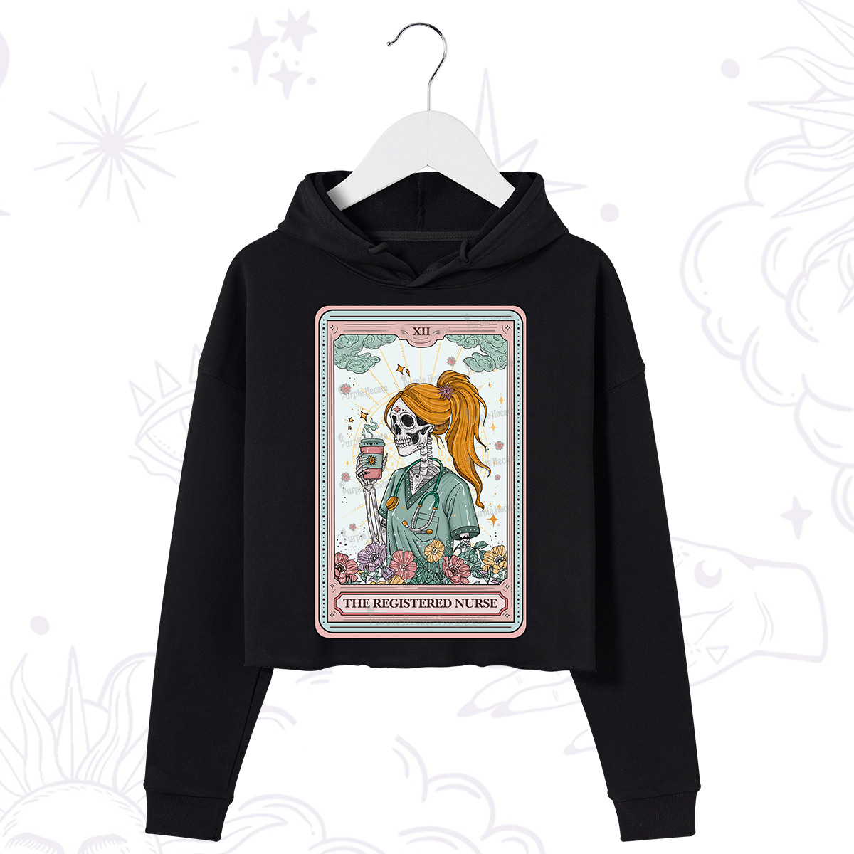 Purplehecate The Registered Nurse Skeleton Tarot Crop Hoodie