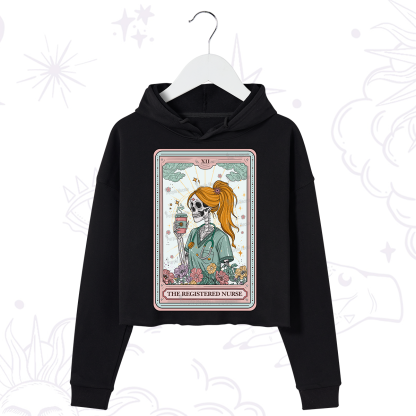 Purplehecate The Registered Nurse Skeleton Tarot Crop Hoodie