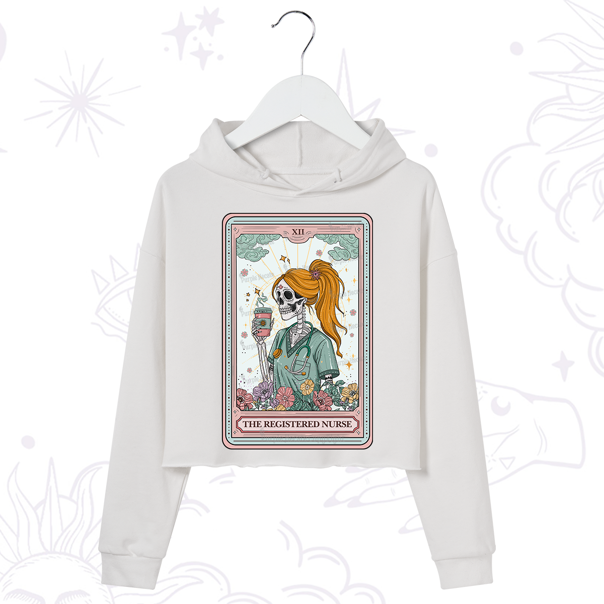 Purplehecate The Registered Nurse Skeleton Tarot Crop Hoodie