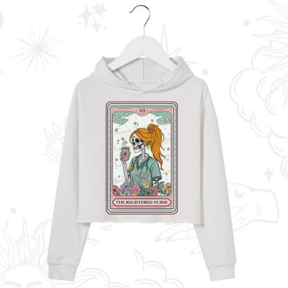 Purplehecate The Registered Nurse Skeleton Tarot Crop Hoodie