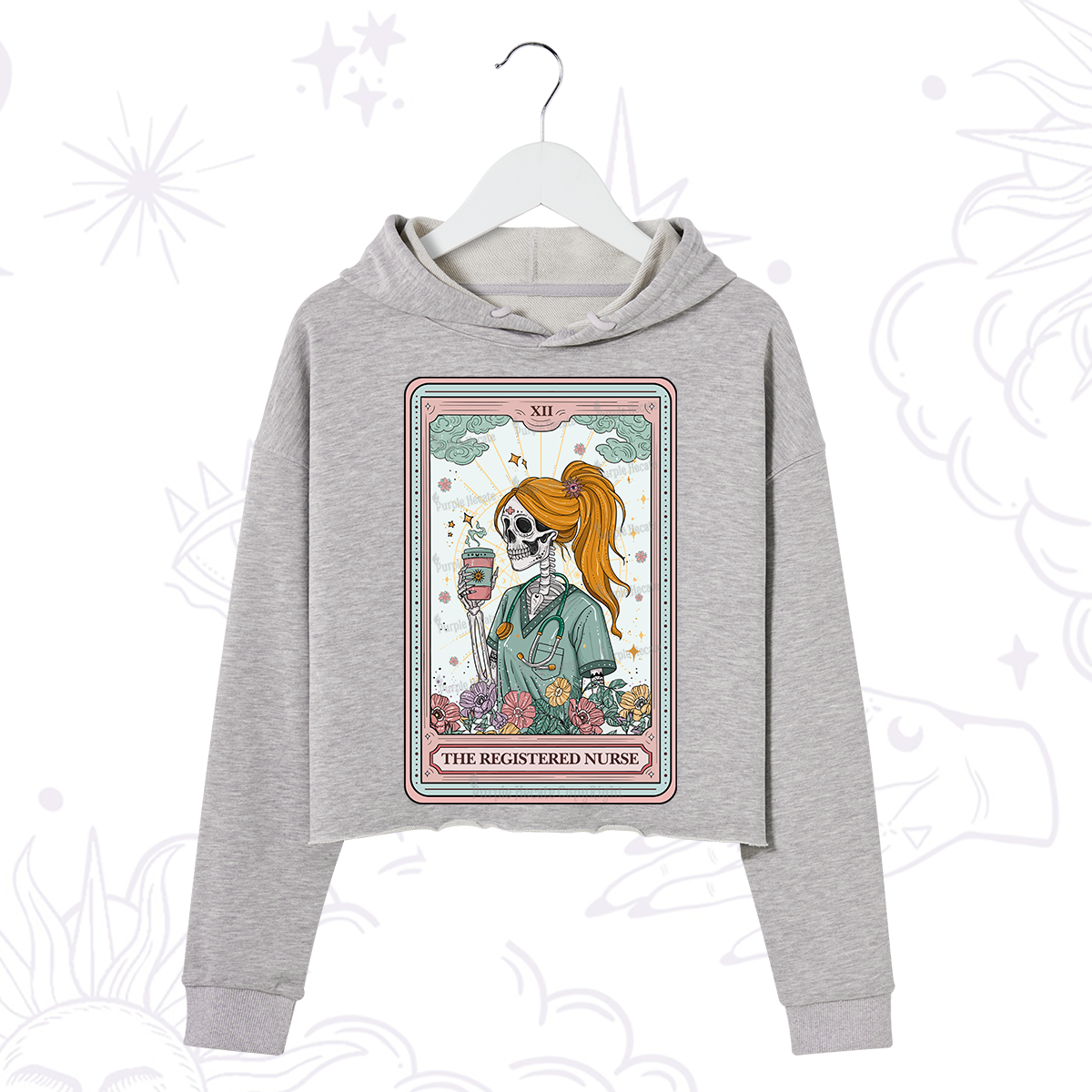 Purplehecate The Registered Nurse Skeleton Tarot Crop Hoodie