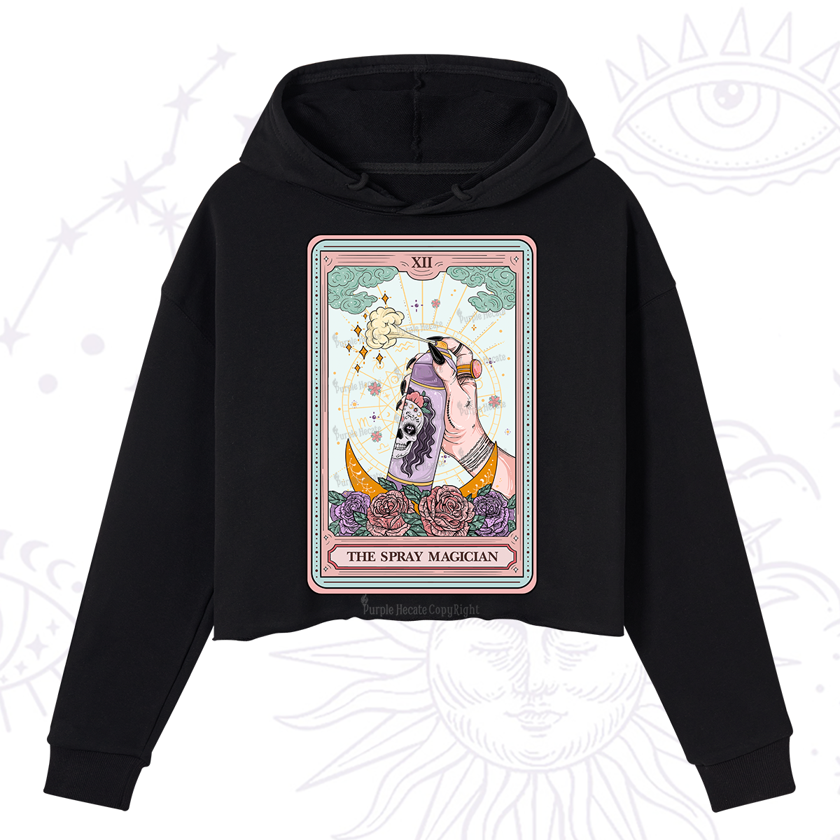 Purplehecate The Spray Magician Tarot Card Crop Hoodie