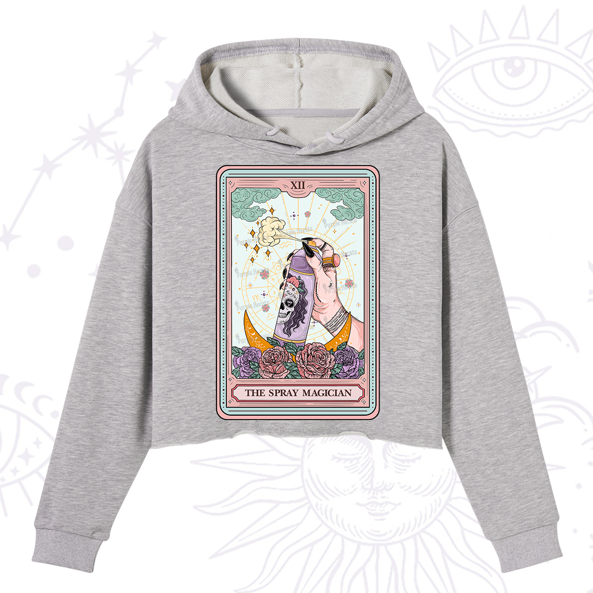Purplehecate The Spray Magician Tarot Card Crop Hoodie