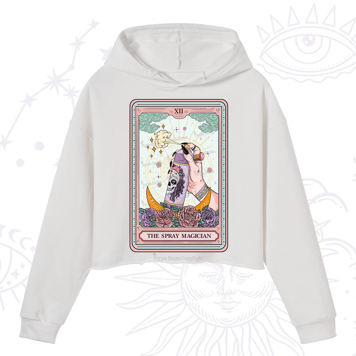 Purplehecate The Spray Magician Tarot Card Crop Hoodie