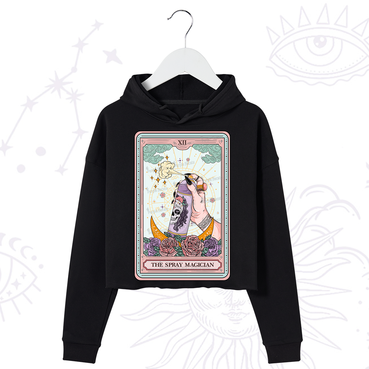 Purplehecate The Spray Magician Tarot Card Crop Hoodie