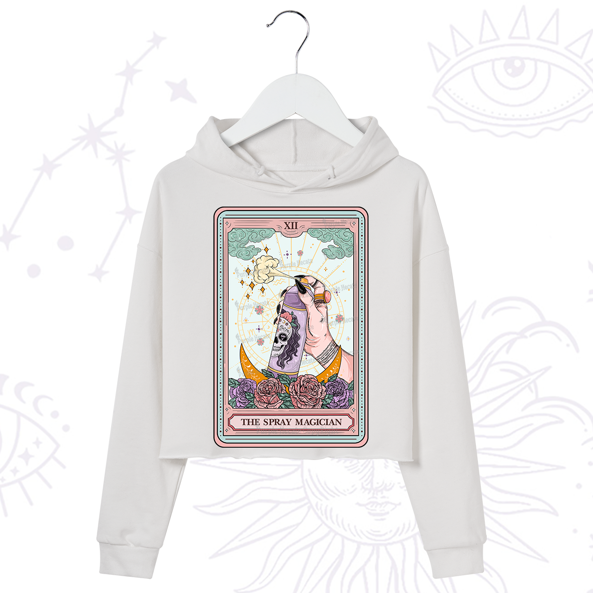 Purplehecate The Spray Magician Tarot Card Crop Hoodie