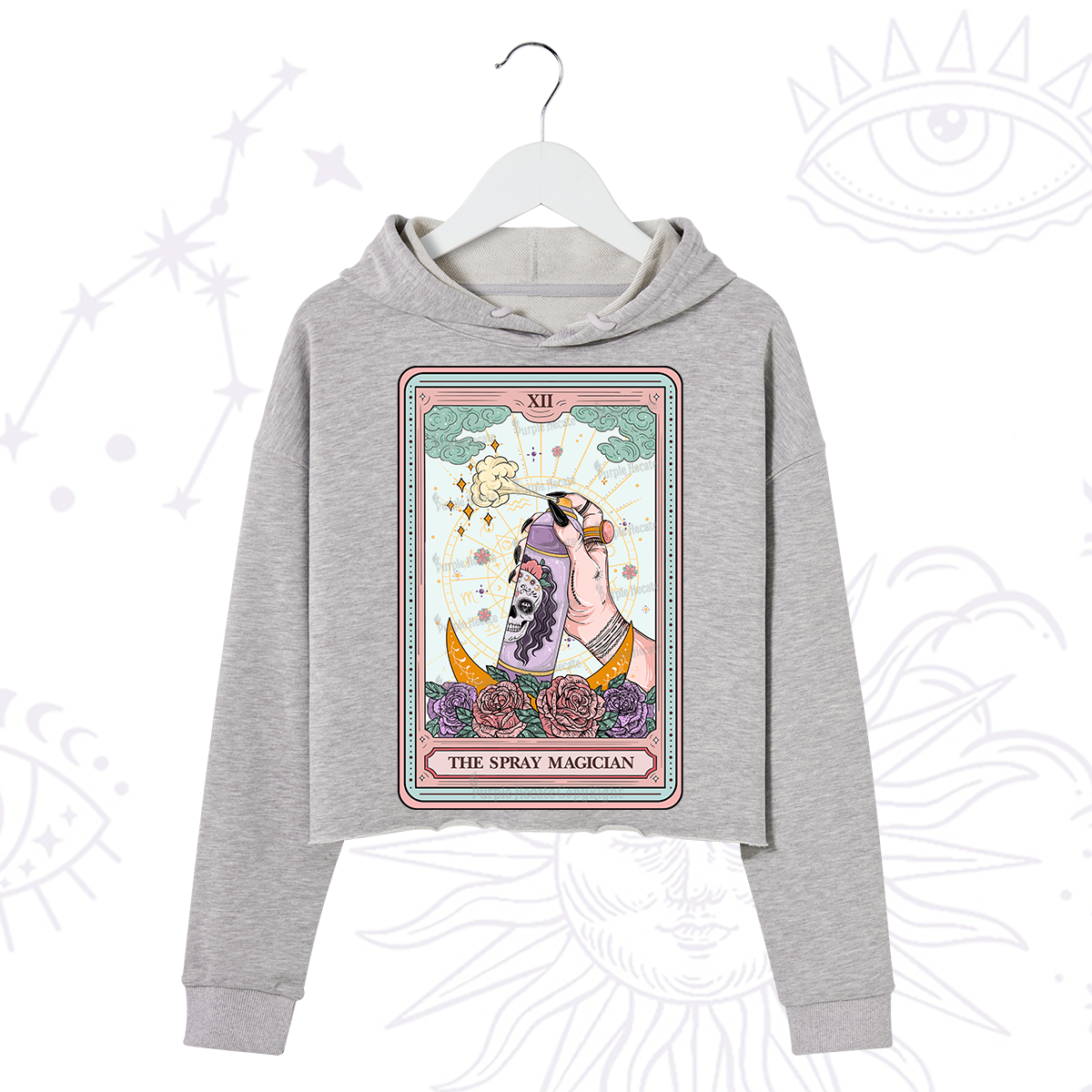 Purplehecate The Spray Magician Tarot Card Crop Hoodie