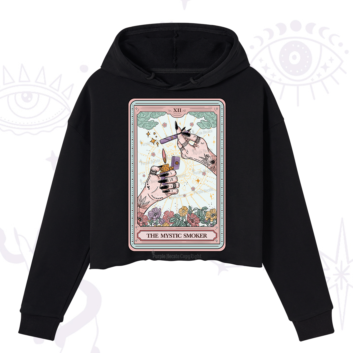Purplehecate The Mystic Smoker Tarot Card Crop Hoodie