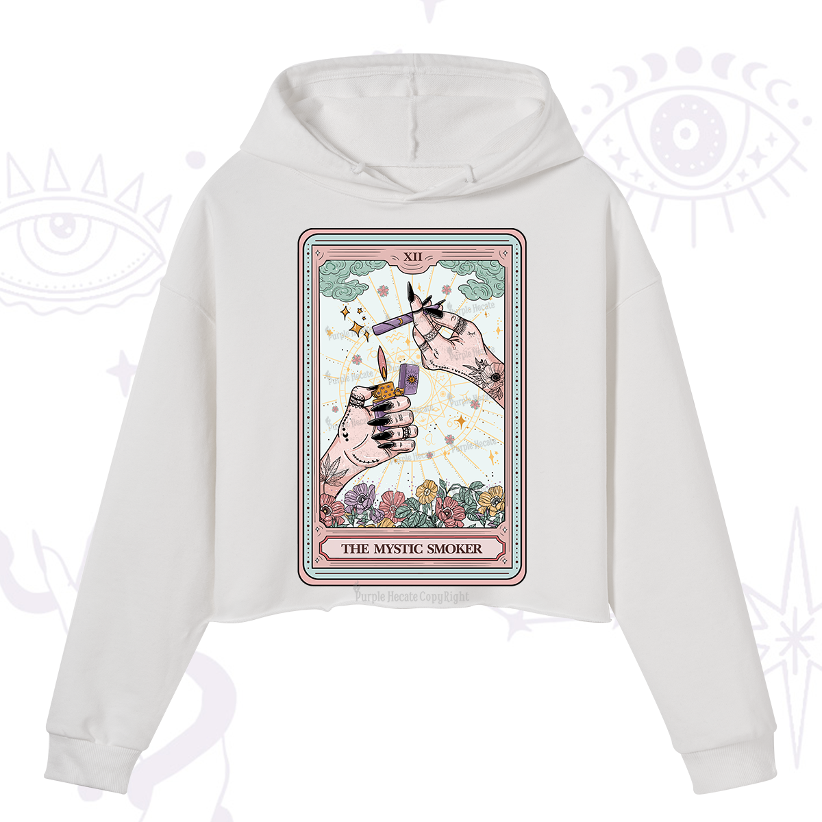 Purplehecate The Mystic Smoker Tarot Card Crop Hoodie