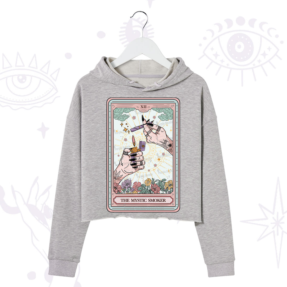 Purplehecate The Mystic Smoker Tarot Card Crop Hoodie