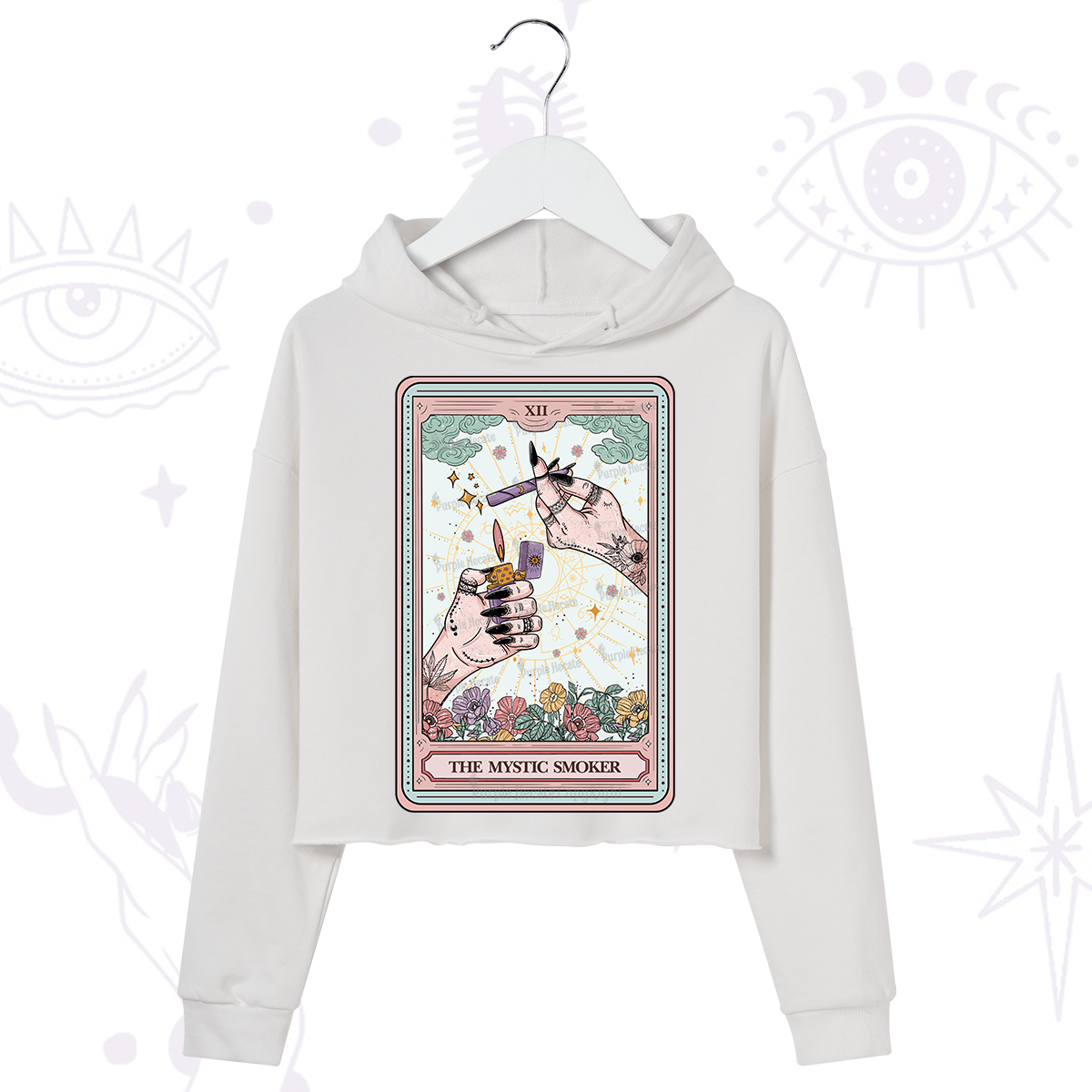 Purplehecate The Mystic Smoker Tarot Card Crop Hoodie