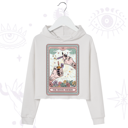 Purplehecate The Mystic Smoker Tarot Card Crop Hoodie