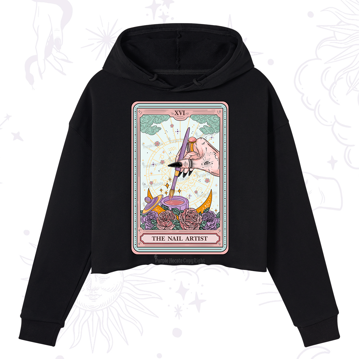 Purplehecate The Nail Artsit Tarot Card Crop Hoodie