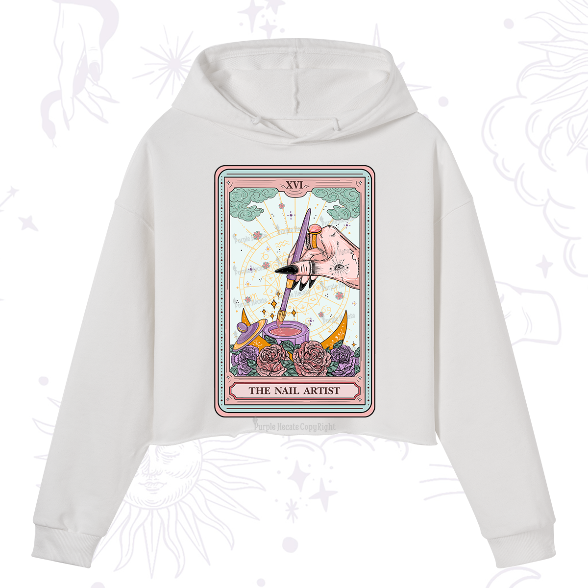 Purplehecate The Nail Artsit Tarot Card Crop Hoodie