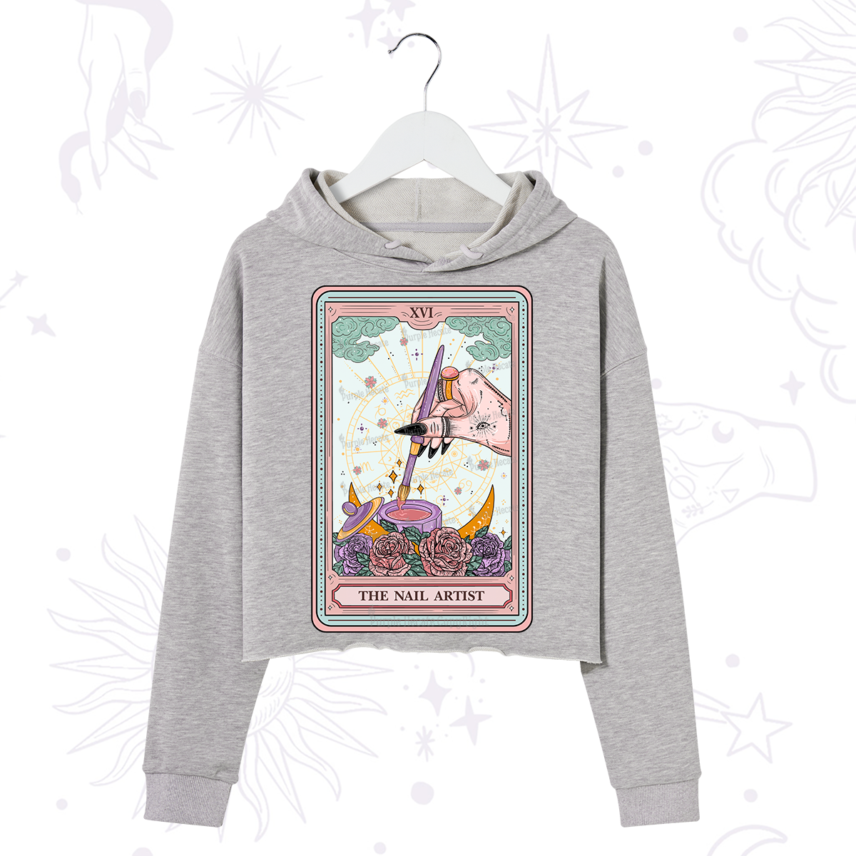 Purplehecate The Nail Artsit Tarot Card Crop Hoodie