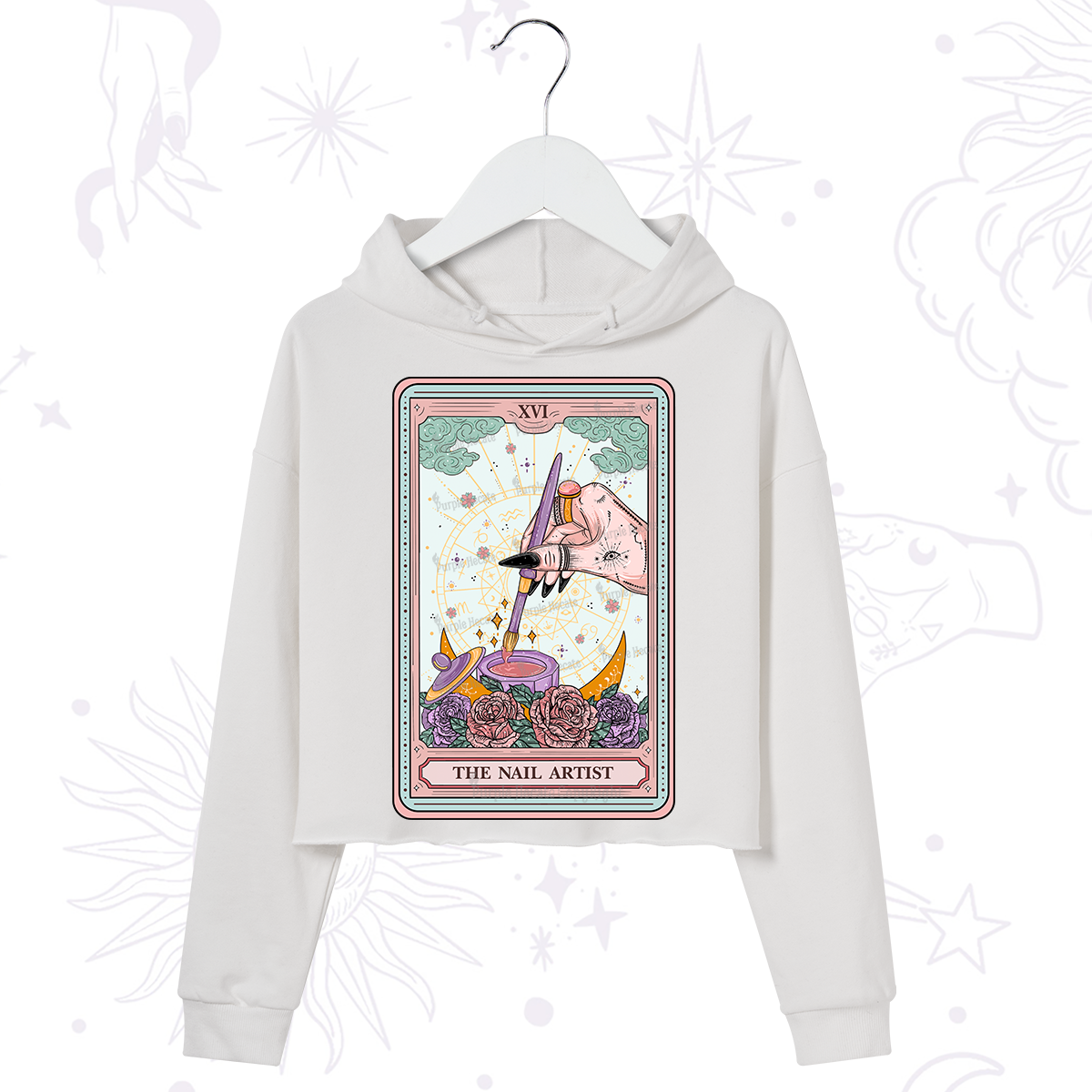 Purplehecate The Nail Artsit Tarot Card Crop Hoodie