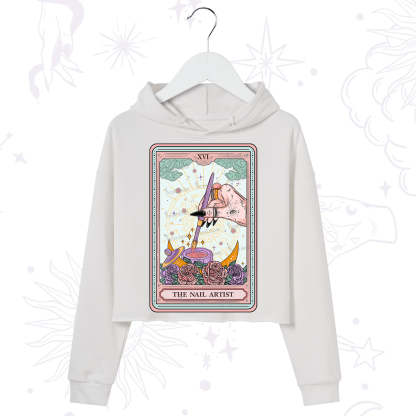 Purplehecate The Nail Artsit Tarot Card Crop Hoodie