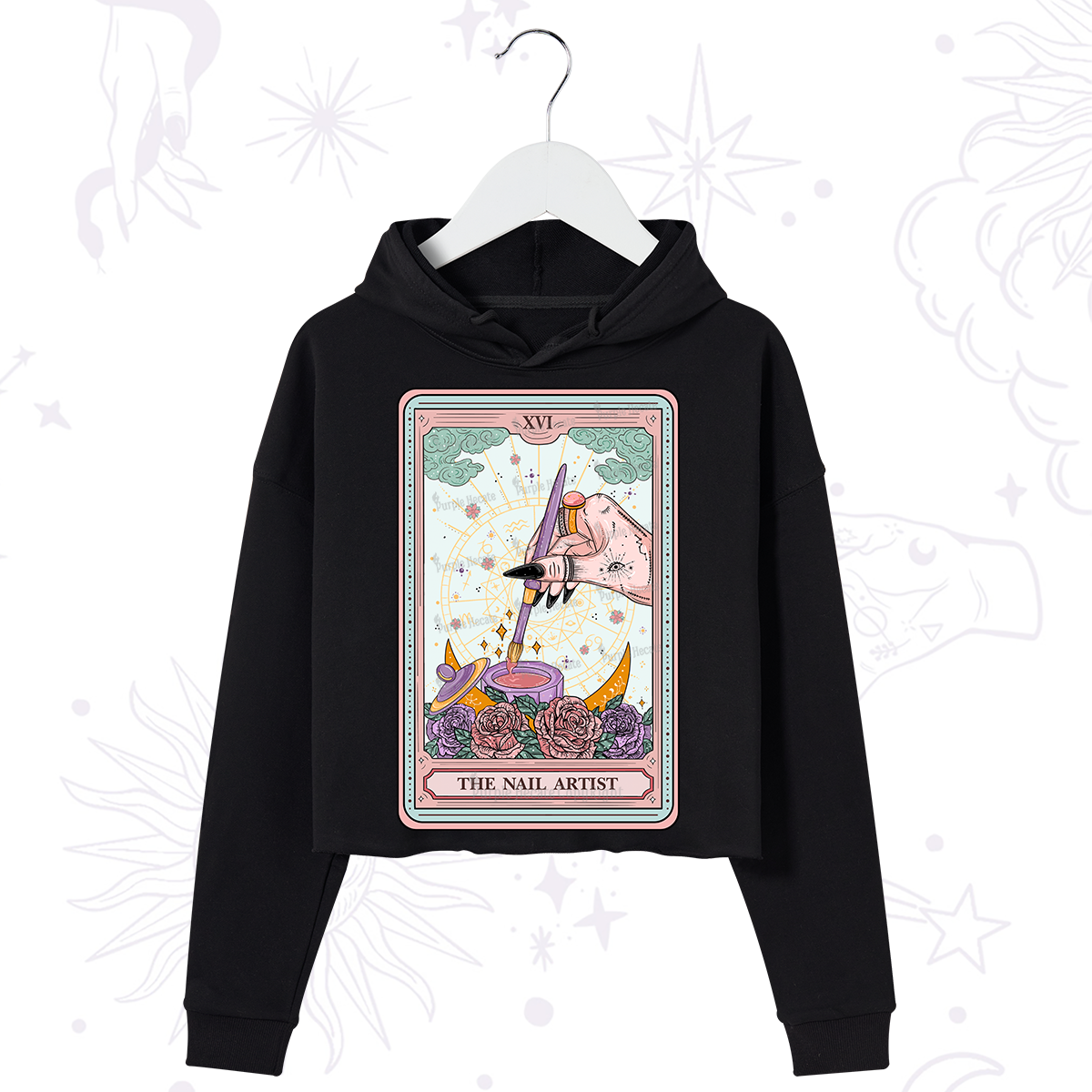 Purplehecate The Nail Artsit Tarot Card Crop Hoodie