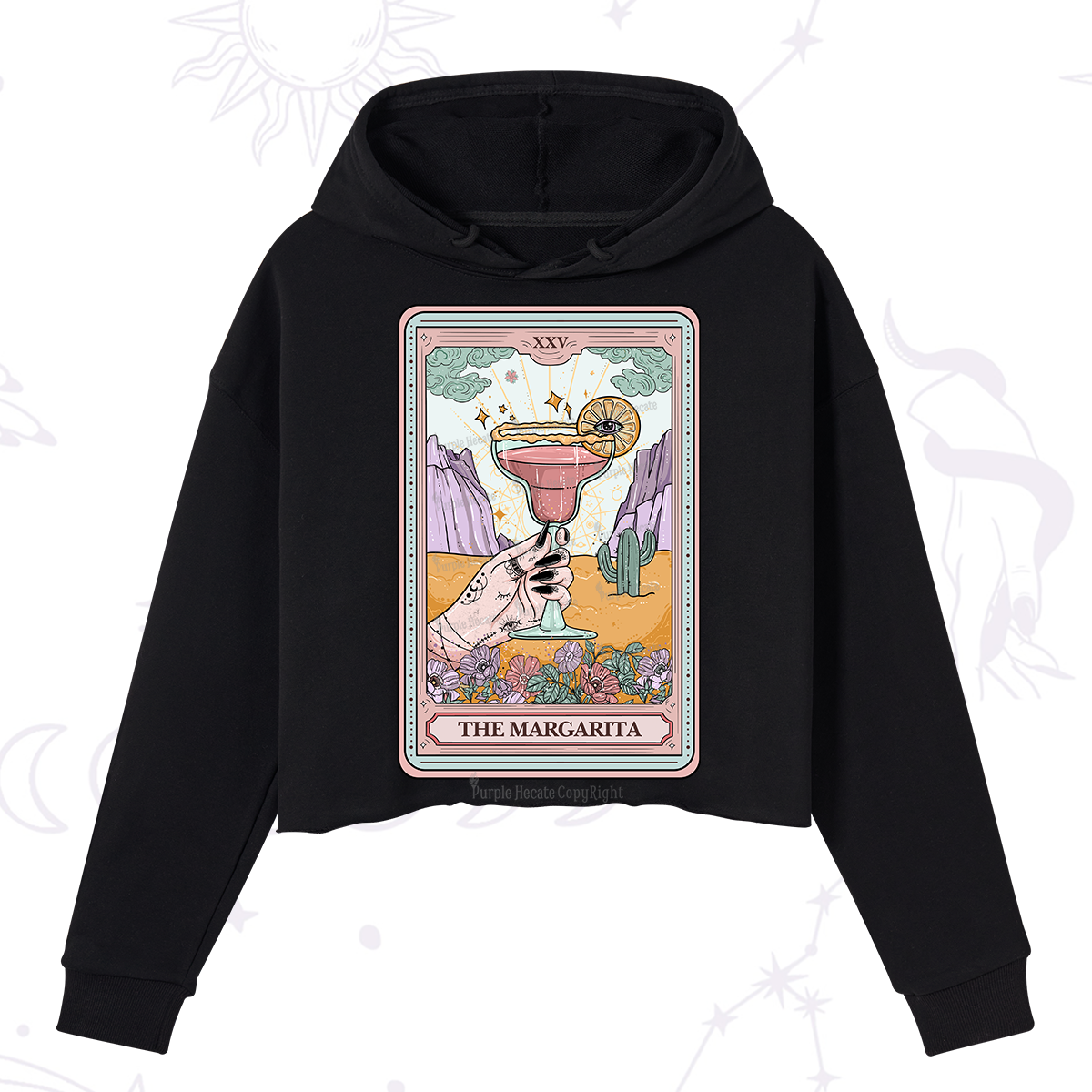 Purplehecate The Margarita Tarot Card Crop Hoodie