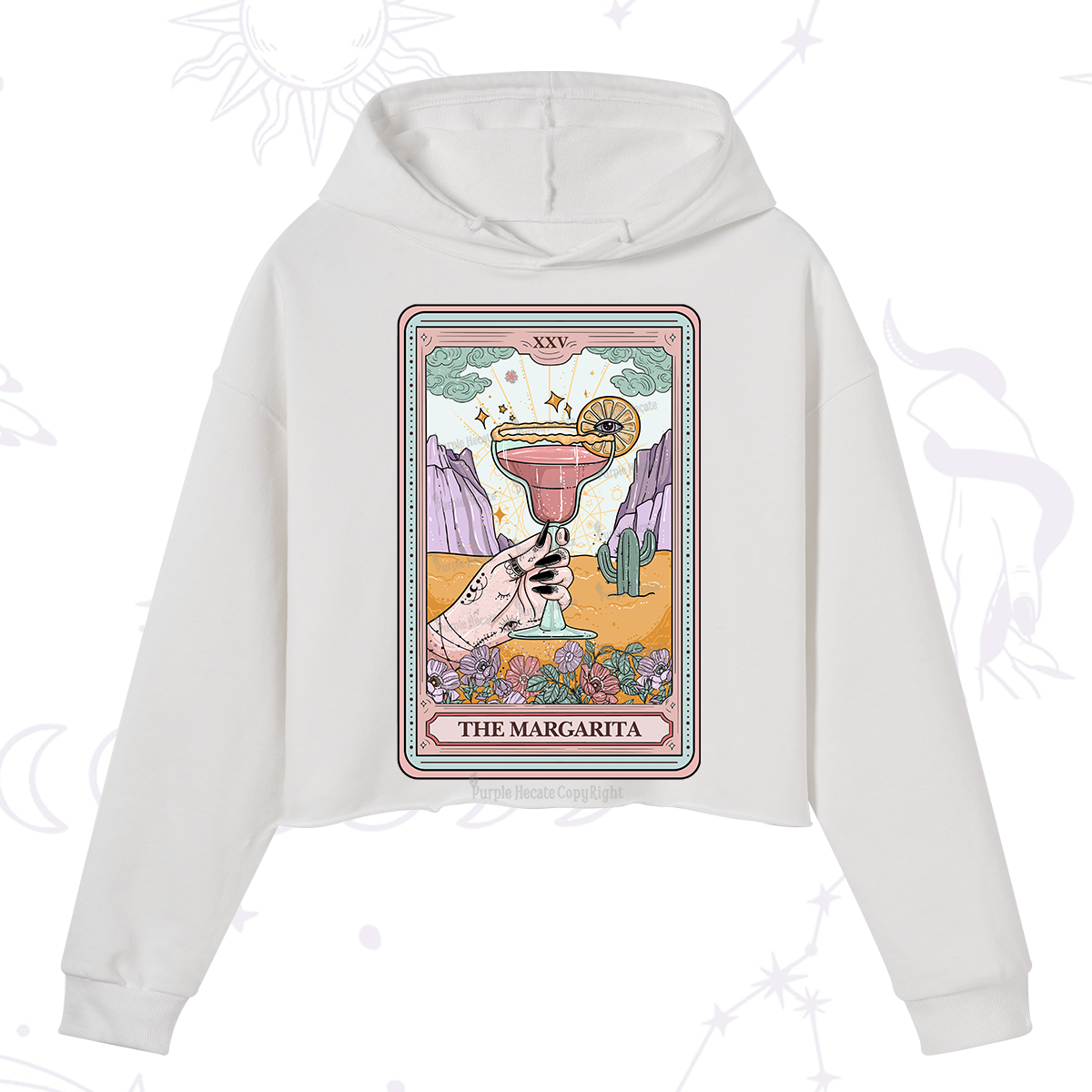 Purplehecate The Margarita Tarot Card Crop Hoodie
