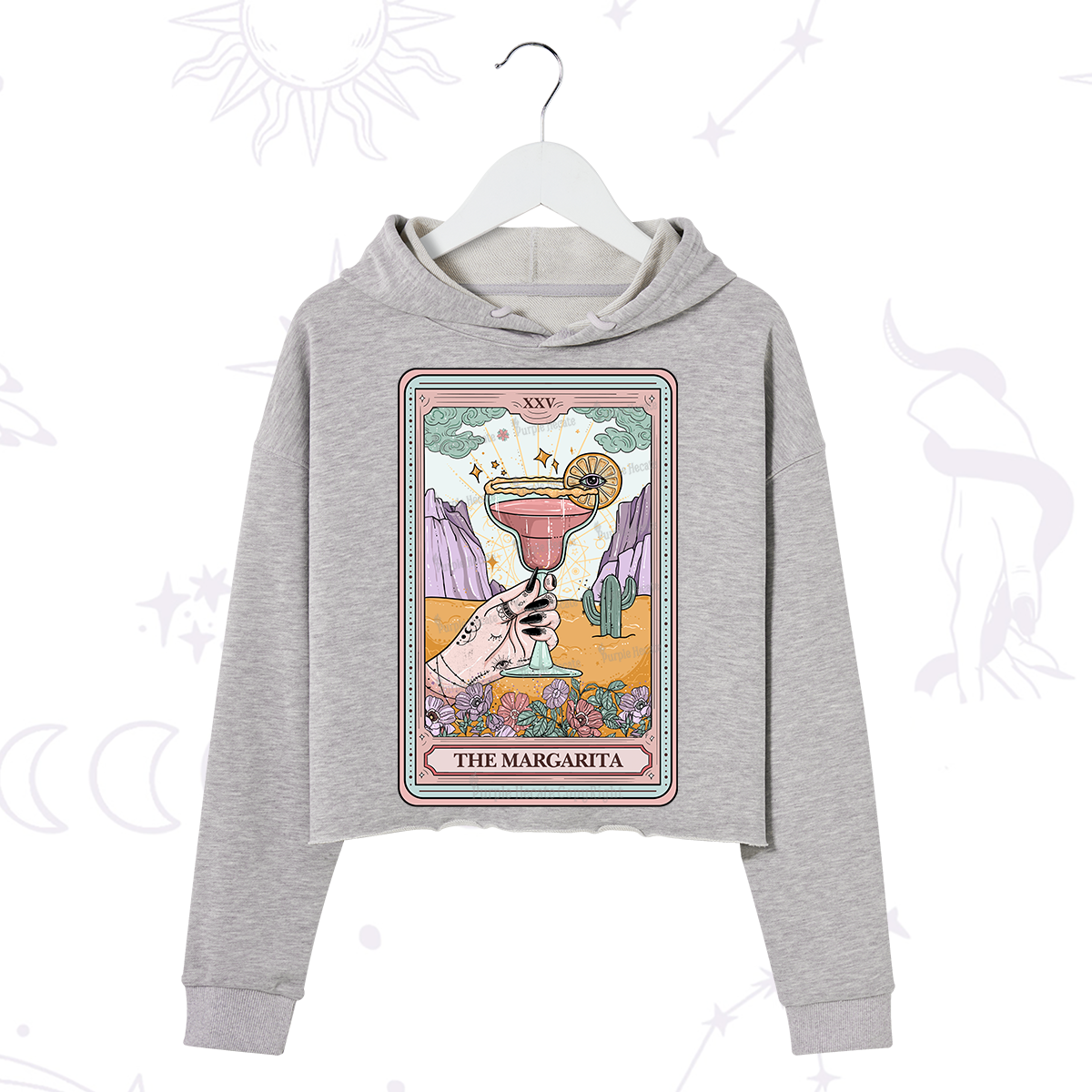 Purplehecate The Margarita Tarot Card Crop Hoodie