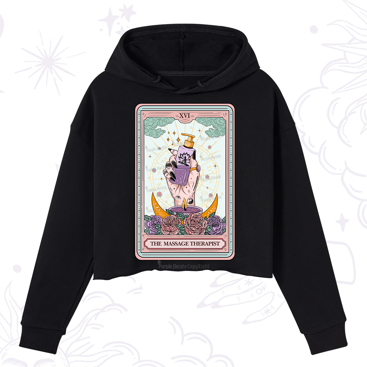 Purplehecate The Massage Therapist Tarot Card Crop Hoodie