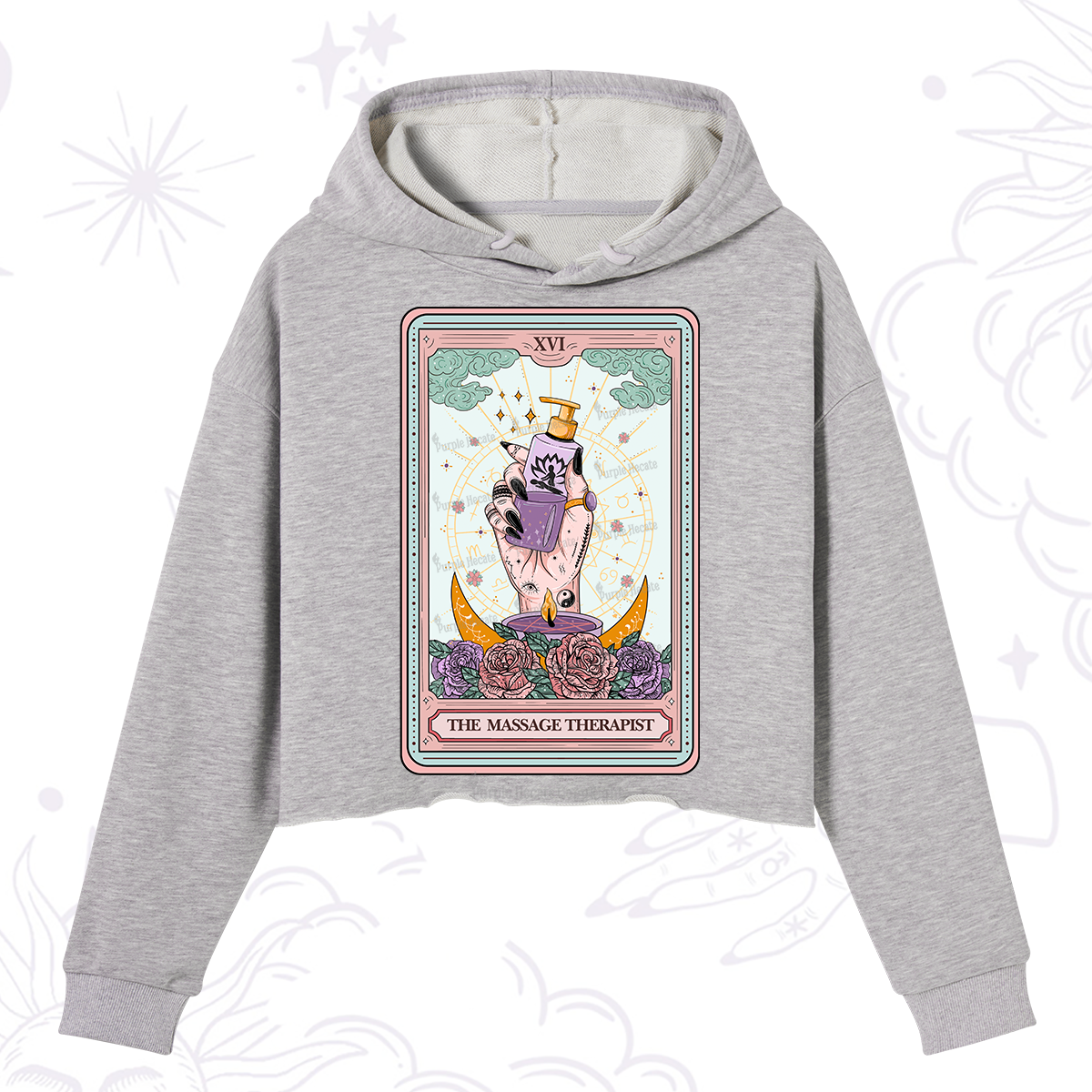 Purplehecate The Massage Therapist Tarot Card Crop Hoodie
