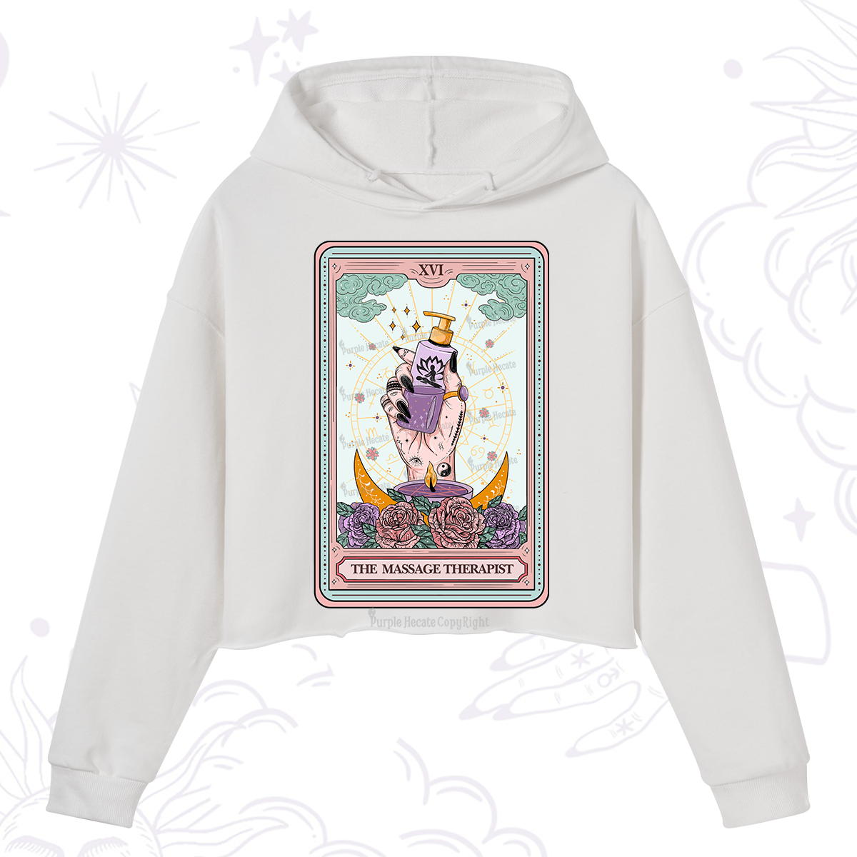 Purplehecate The Massage Therapist Tarot Card Crop Hoodie