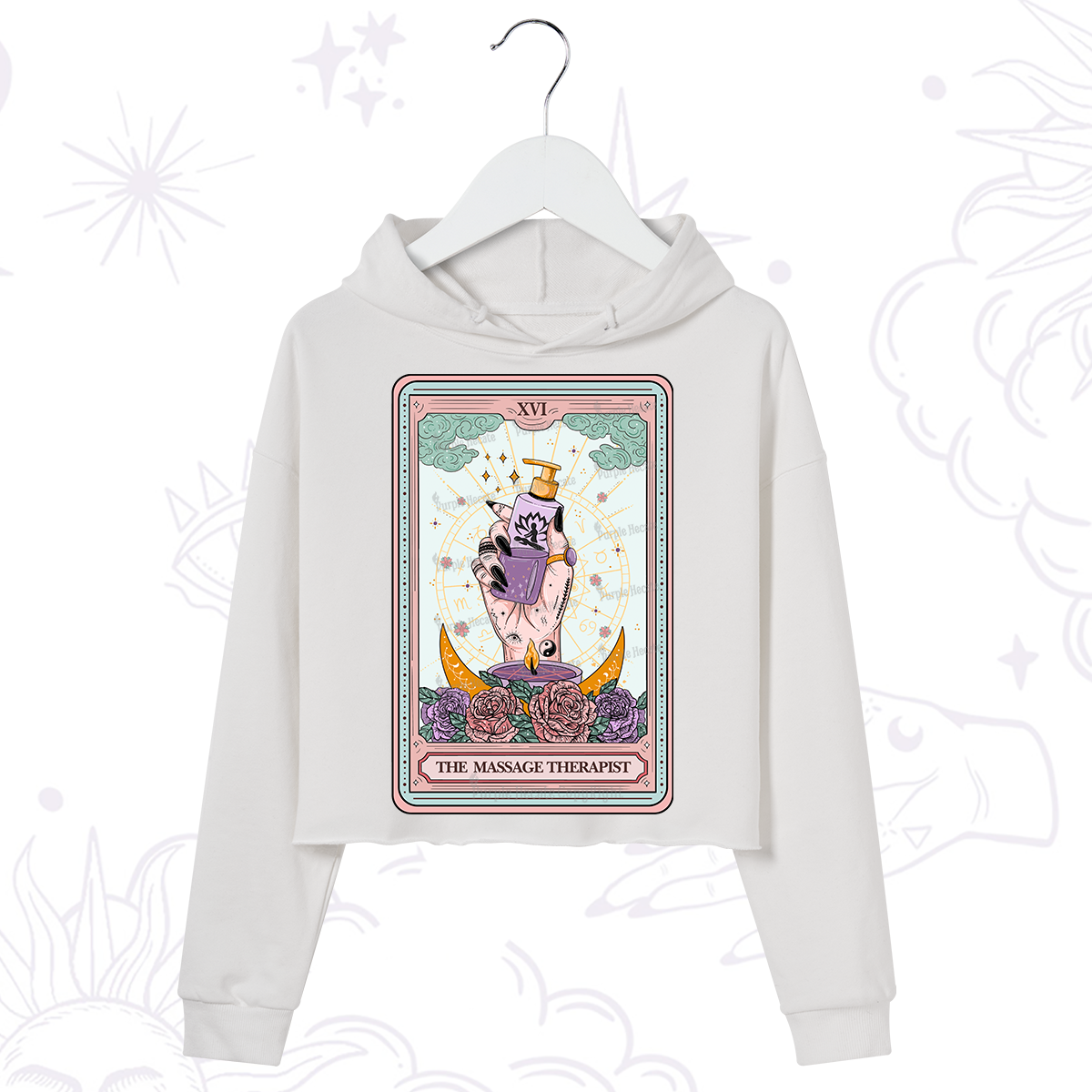 Purplehecate The Massage Therapist Tarot Card Crop Hoodie