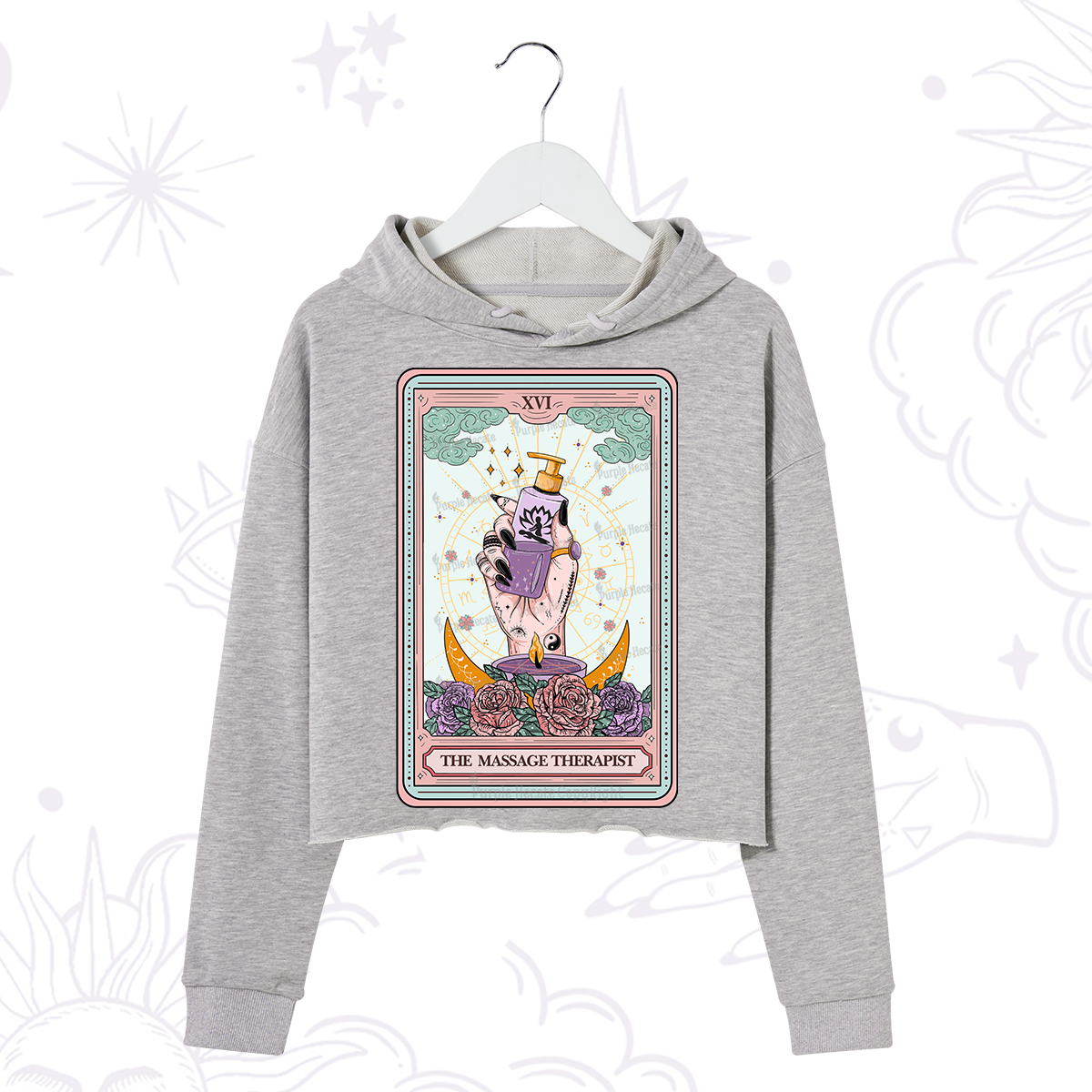 Purplehecate The Massage Therapist Tarot Card Crop Hoodie