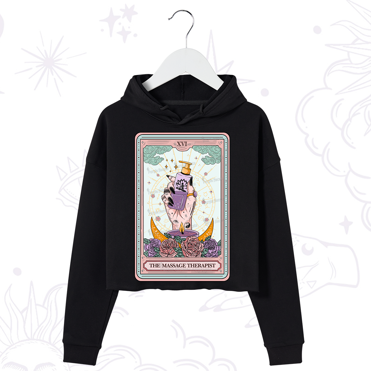 Purplehecate The Massage Therapist Tarot Card Crop Hoodie