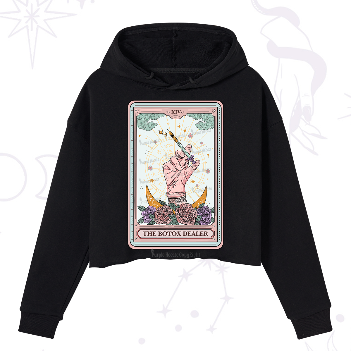 Purplehecate The Botox Dealer Tarot Card Crop Hoodie