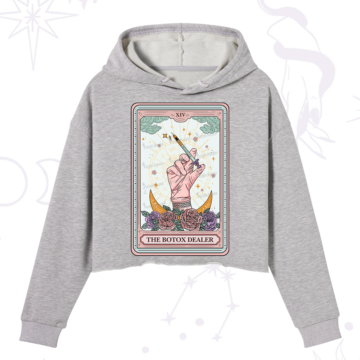 Purplehecate The Botox Dealer Tarot Card Crop Hoodie