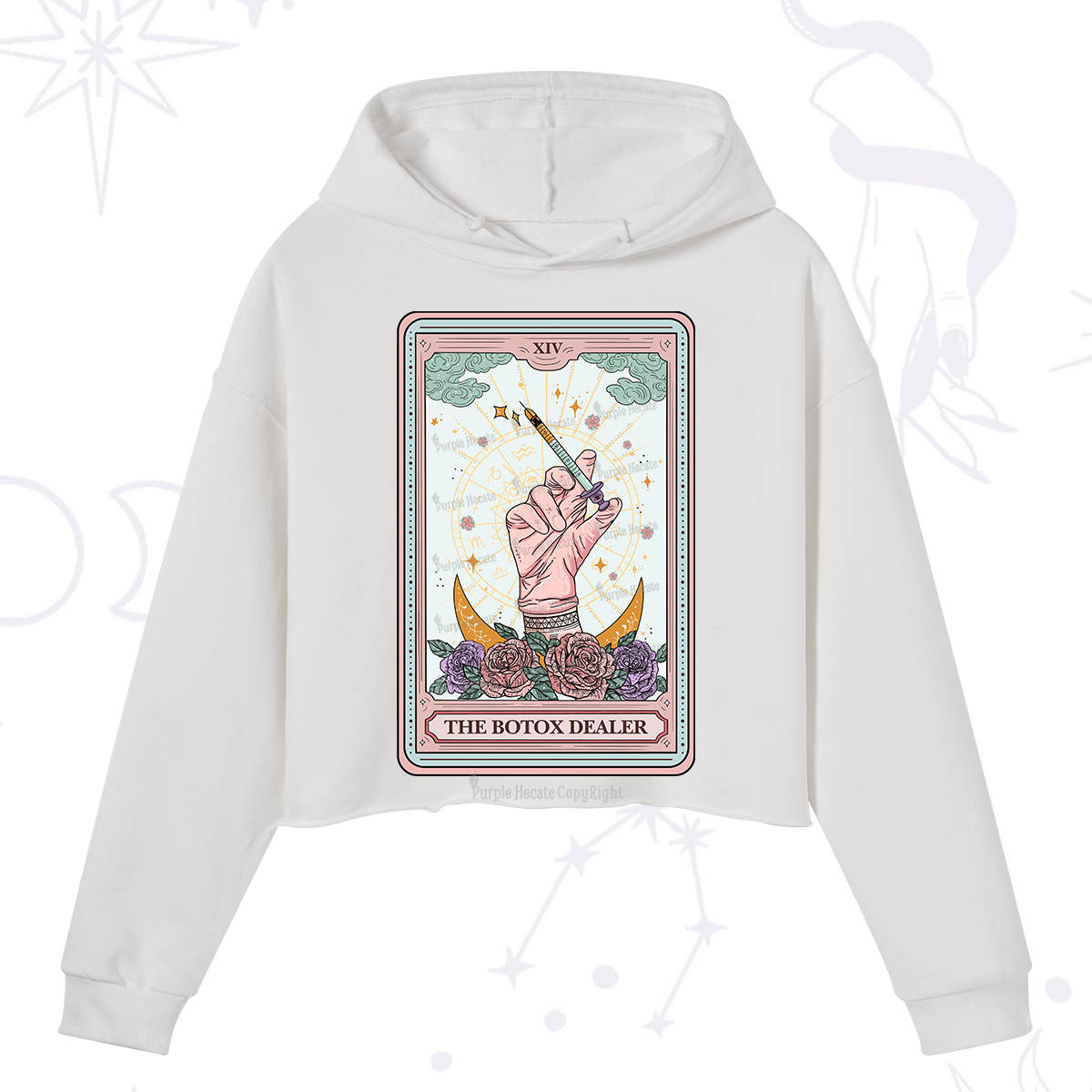 Purplehecate The Botox Dealer Tarot Card Crop Hoodie