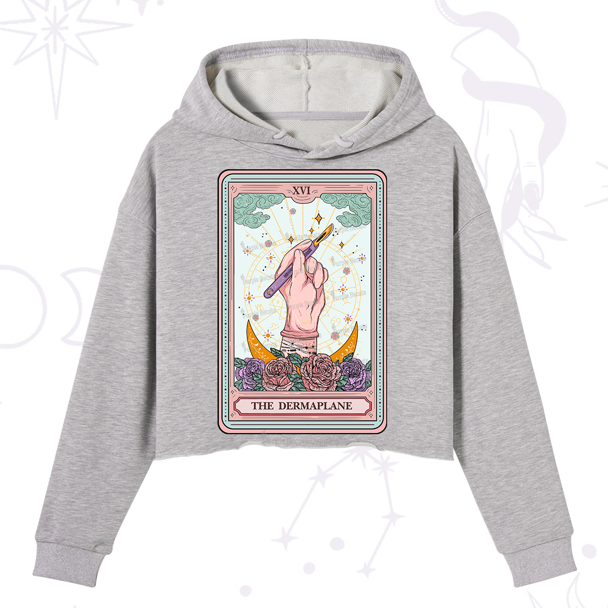 Purplehecate The Dermaplane Tarot Card Crop Hoodie