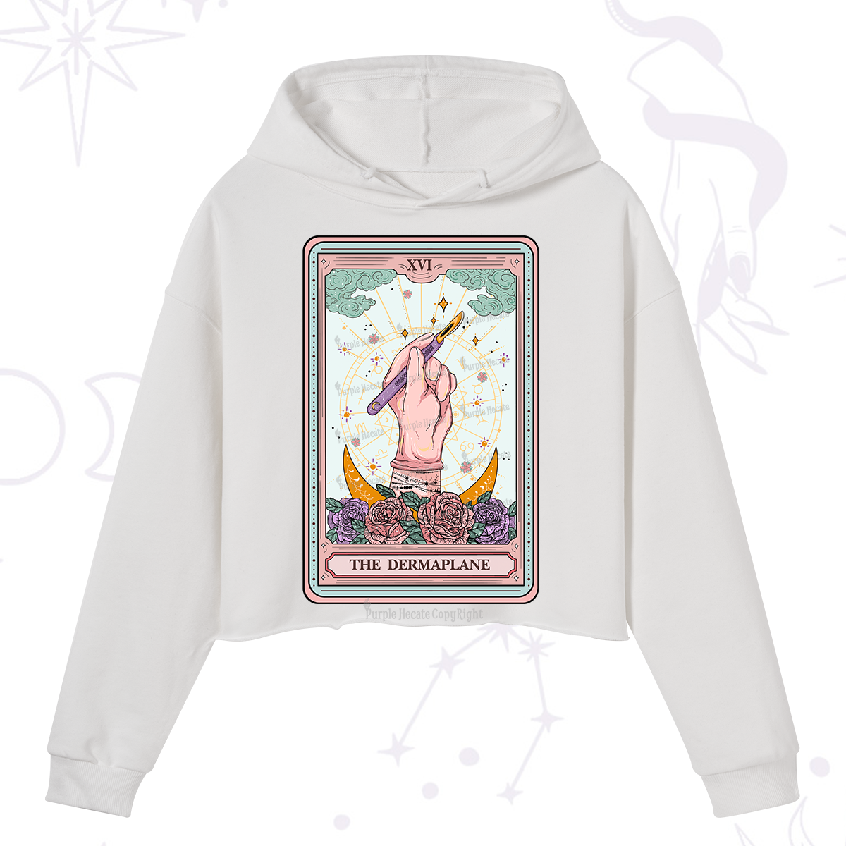 Purplehecate The Dermaplane Tarot Card Crop Hoodie