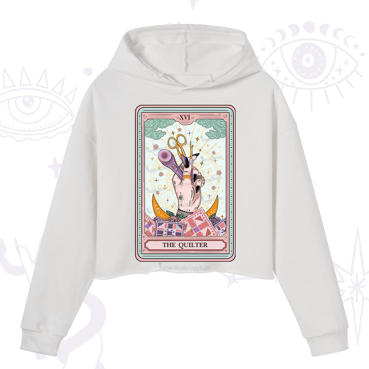 Purplehecate The Quilter Tarot Card Crop Hoodie