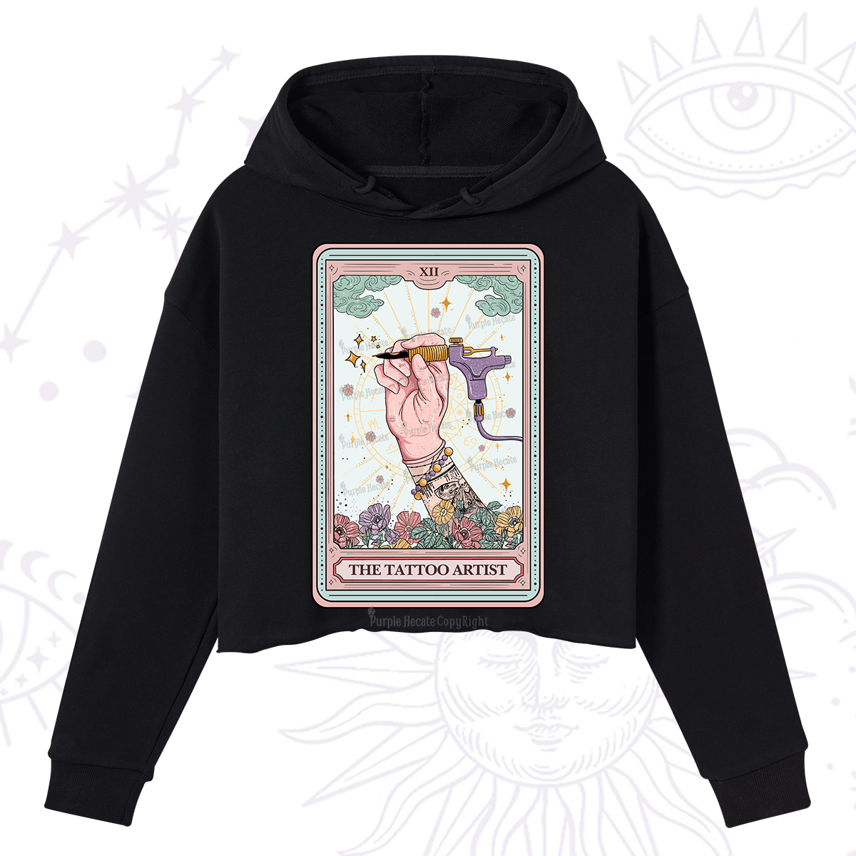 Purplehecate The Tattoo Artist Tarot Card Crop Hoodie