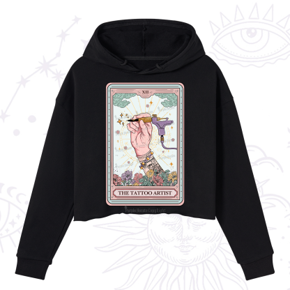 Purplehecate The Tattoo Artist Tarot Card Crop Hoodie