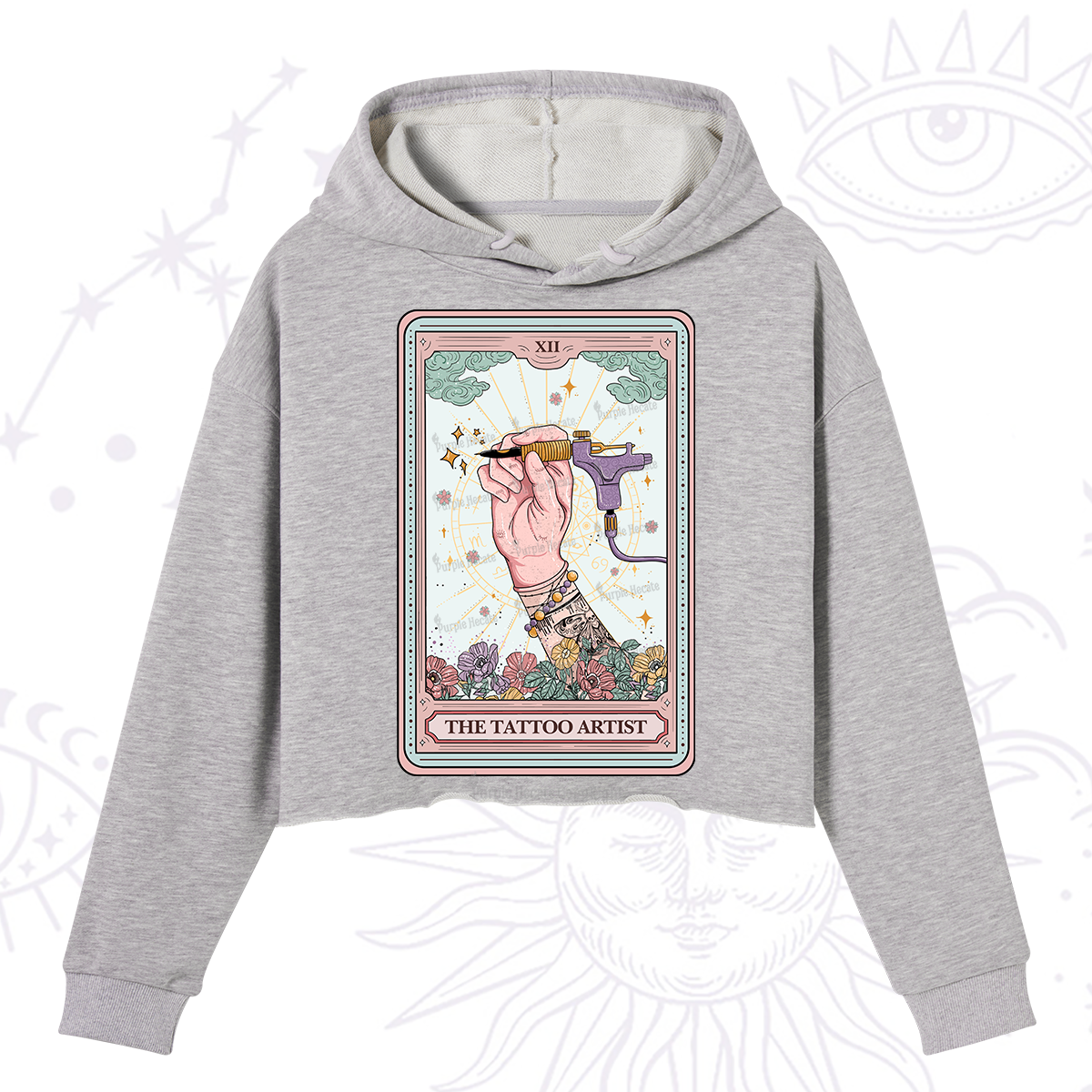 Purplehecate The Tattoo Artist Tarot Card Crop Hoodie