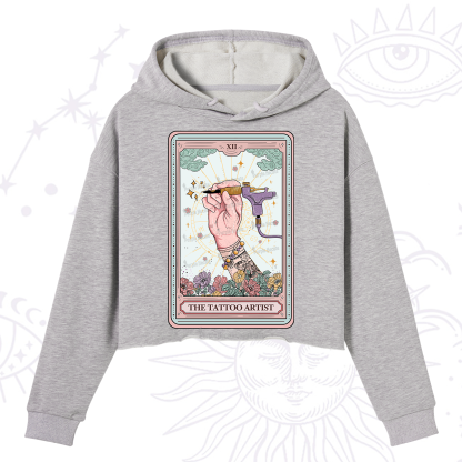 Purplehecate The Tattoo Artist Tarot Card Crop Hoodie