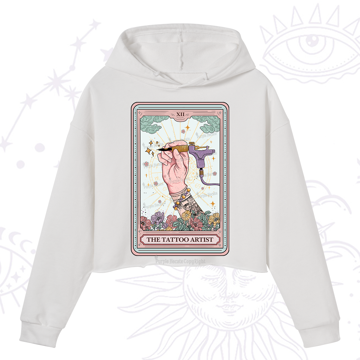 Purplehecate The Tattoo Artist Tarot Card Crop Hoodie